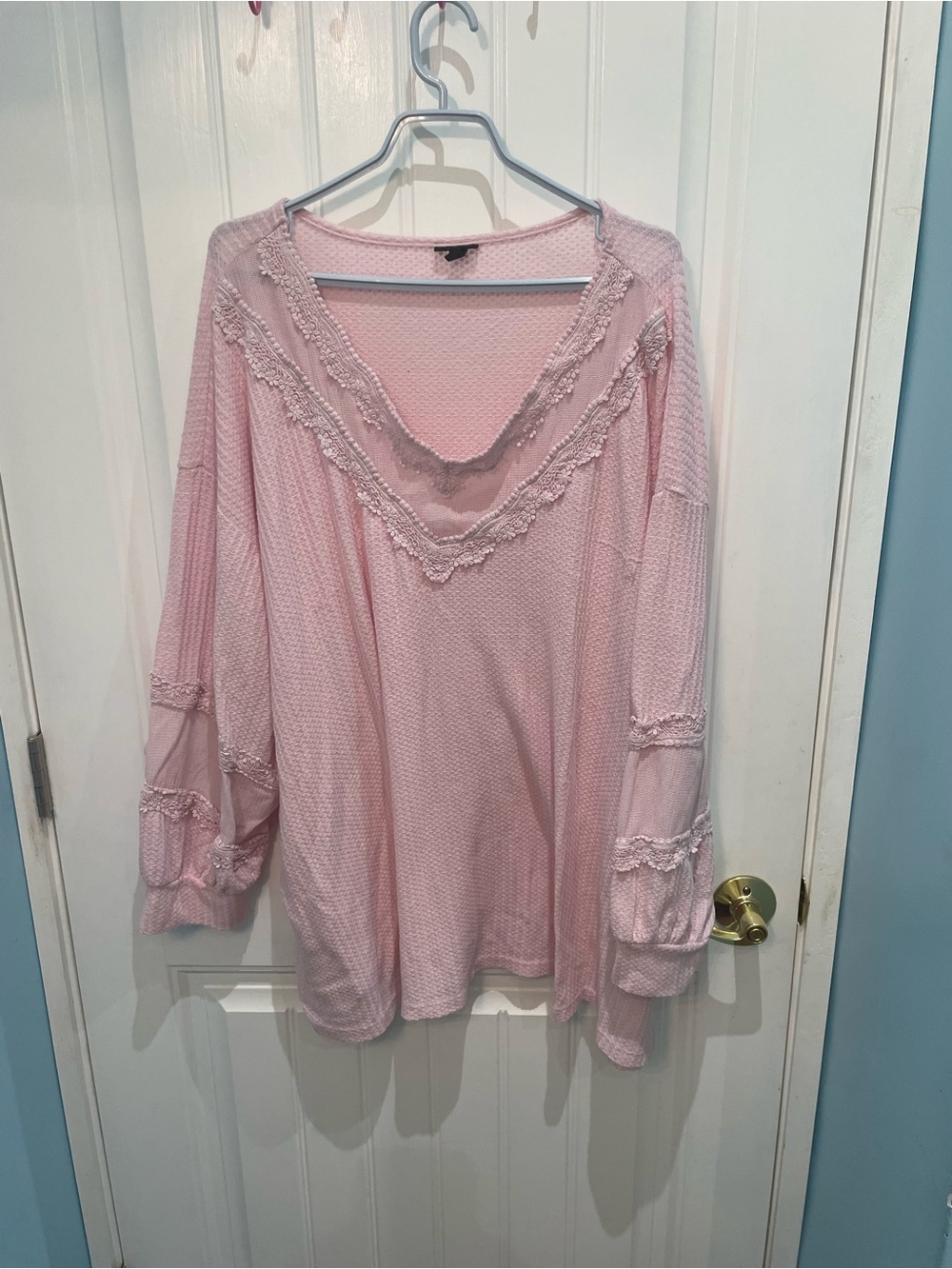 torrid Light Pink Lace-Trim V-Neck Tunic Top